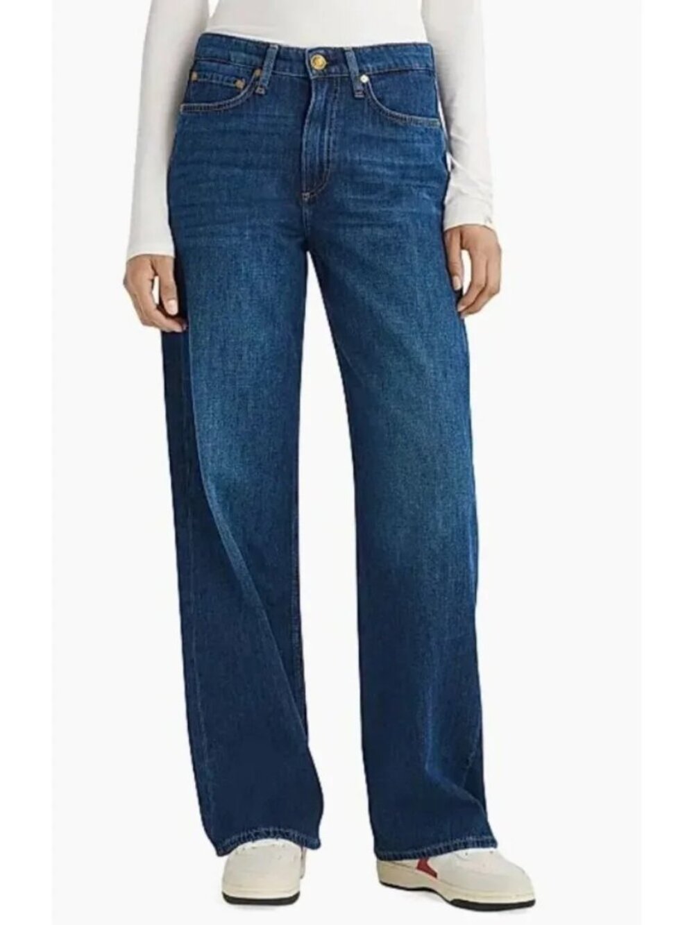 Womens Rag & Bone Annalise Blue (Item-34) Logan Mid-Rise Wide Leg Denim Jeans 25